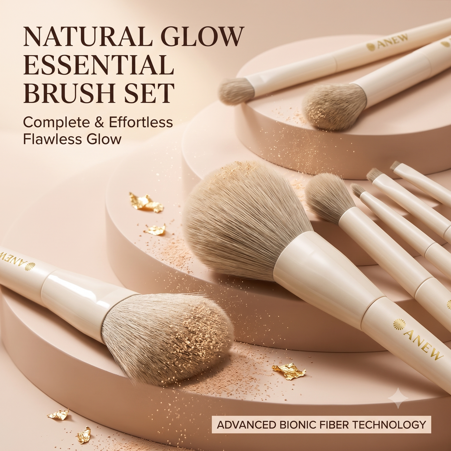 ANEW 10-Piece Beginner-Friendly Makeup Brush Set | Soft Synthetic Bristles for Face & Eye Makeup